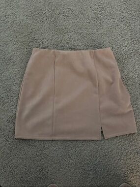 Blue Rain Blush Pink Mini Skirt with Side Slit